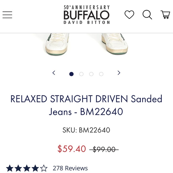 BUFFALO®️ 🦬 by David Bitton™️Driven Basic Straight Men’s Jean Size 38W - Picture 9 of 9
